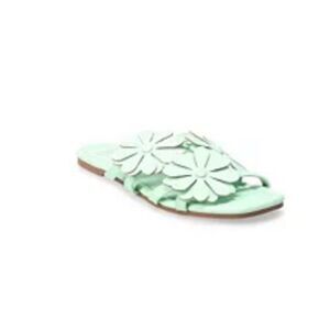SO slide sandals mint green floral flats